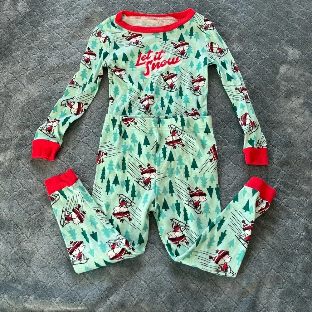 Peanuts Snoopy Let It Snow Pajamas Set Kids Size 4T Long Sleeve Pants